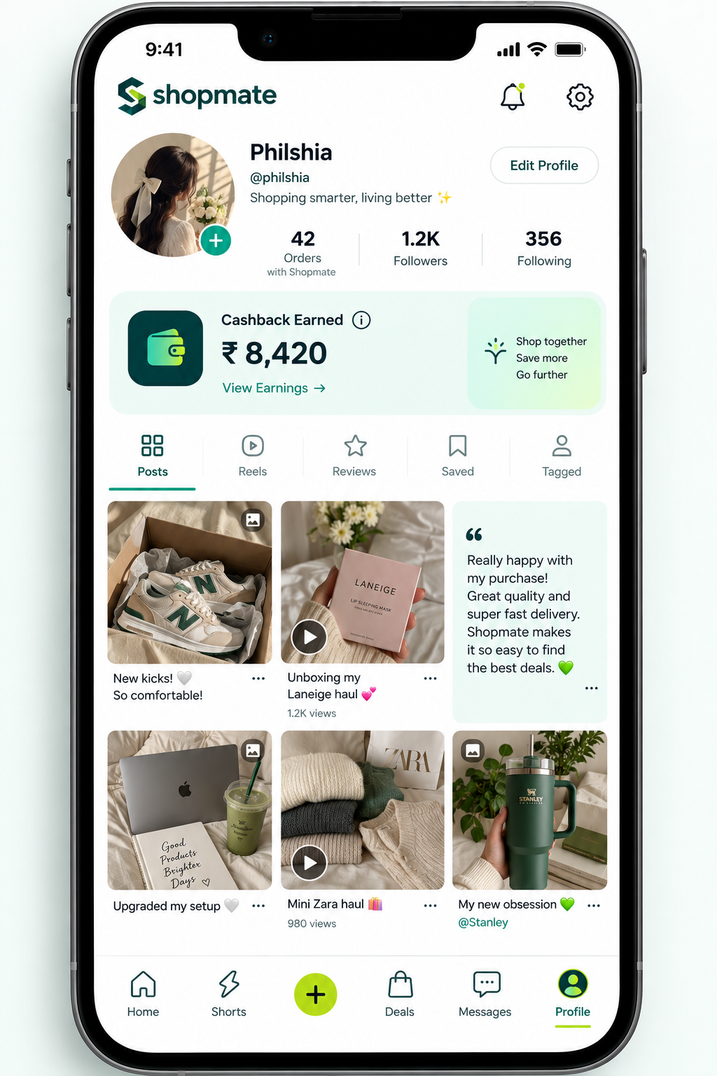 Shopmate a profile built around your experience. concept from the company presentation